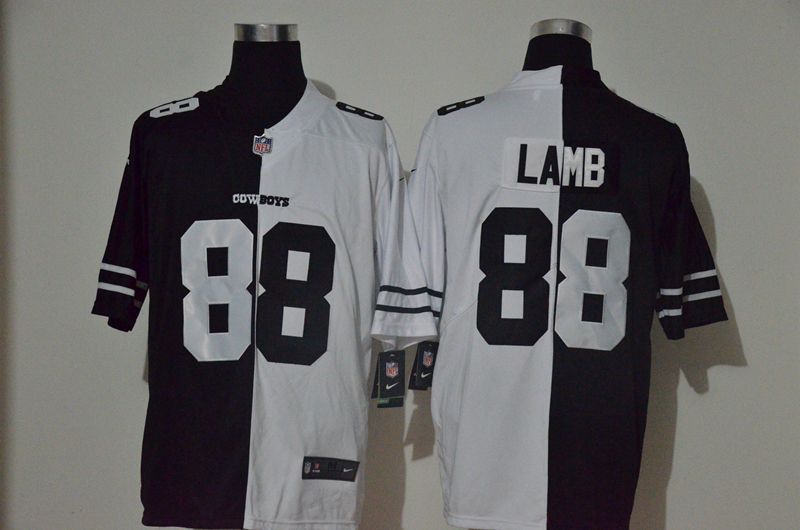 Men Dallas cowboys #88 Lamb Black white Half version 2020 Nike NFL Jerseys